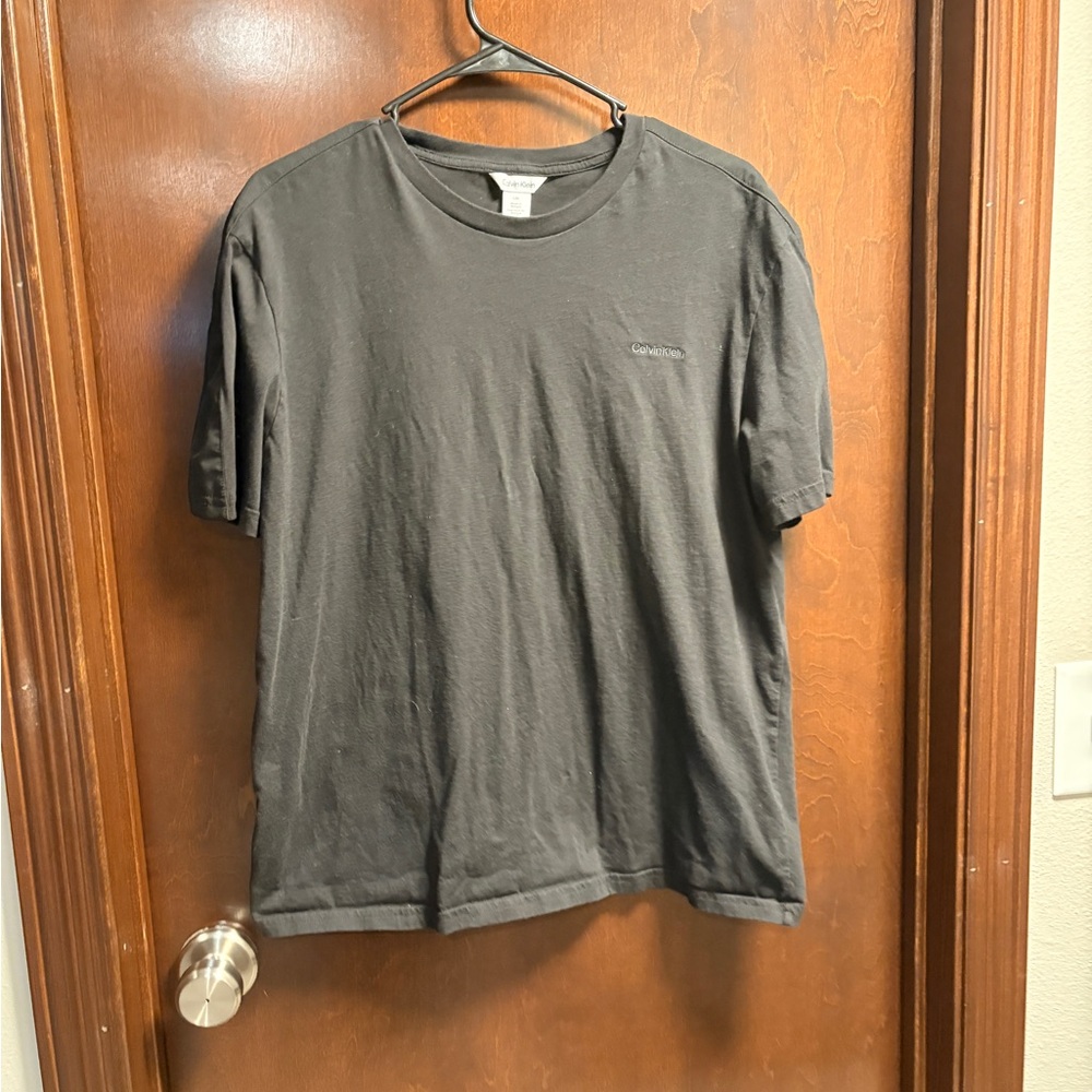 Calvin Klein Men's Black Crewneck Short Sleeve Tee with Subtle Logo